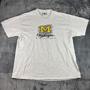 Vintage Lee Michigan Wolverines T-Shirt XL Gray USA Made Embroidered NCAA‎